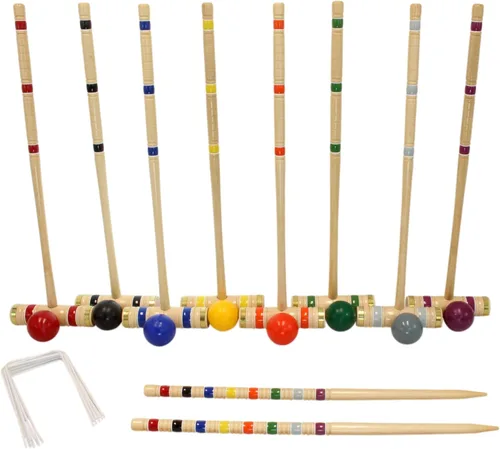 Miniatura 5 de Amish artesanía Deluxe 8 jugadores Croquet Juego, madera de arce