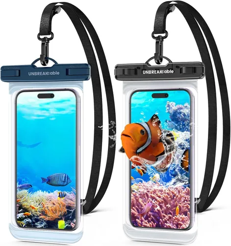 UNBREAKcable Funda impermeable para teléfono, paquete de 2 fundas impermeables IPX8 para iPhone 16 15 14 13 12 11 Pro Max y Samsung S25 S24, bolsa