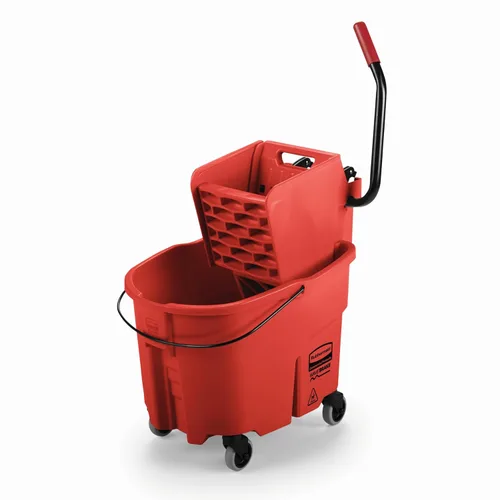 Miniatura 6 de Rubbermaid Commercial Products WaveBrake 35 QT - Cubo de fregona y escurridor con combo de ruedas y cubo para agua sucia, color negro, para limpieza