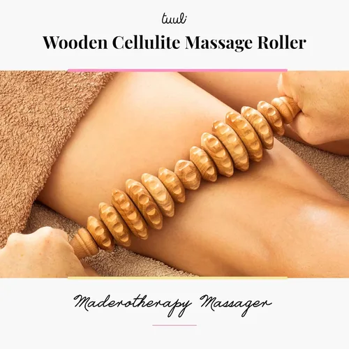 Miniatura 3 de Tuuli Accesorios - Rodillo de masaje ovalado de madera, rodillo corporal multifuncional para celulitis, tensión muscular y apoyo a la salud