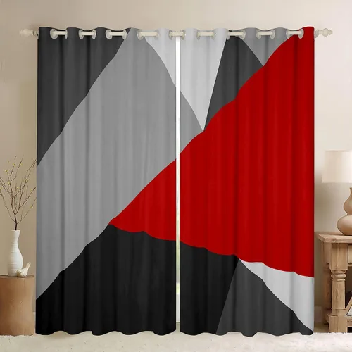 Miniatura 19 de Cortinas opacas de 38 pulgadas de ancho x 45 pulgadas de largo, cortinas opacas de triángulo geométrico naranja, negro, gris claro, cortinas