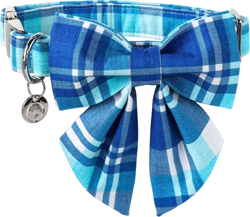 Miniatura 6 de DOGWONG Collar de otoño para perro con lazo, collar de moño para perro de Acción de Gracias, collar ajustable de algodón de otoño con hoja de arce