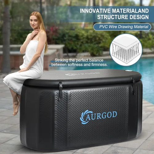 Miniatura 3 de Bañera de inmersión fría inflable de 238 galones para recuperación, bañera de hielo mejorada para 2 personas, tina adulta, tapa aislada, bomba