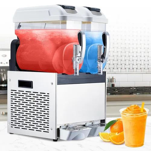 Miniatura 11 de Máquina comercial de granizados Máquina congelada de la bebida, tres tanques 12l 860w acero inoxidable, fabricante de batidos de granizado de vino