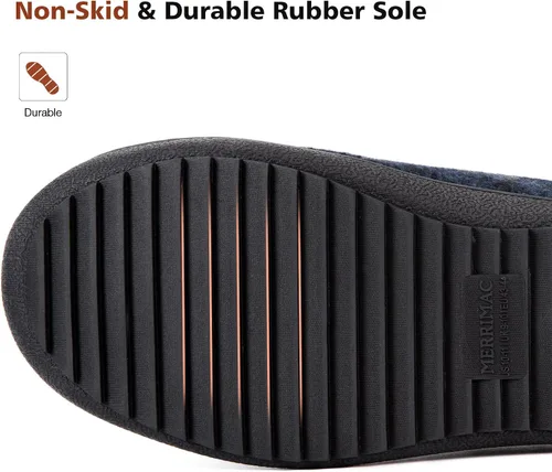 Miniatura 5 de MERRIMAC Pantuflas de espuma viscoelástica de punto para hombre, cómodas, con forro de sherpa