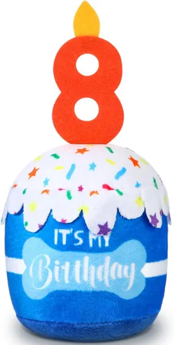 Miniatura 42 de Dansydaisy Accesorios de juguete de pastel de cumpleaños para perros, regalos para niñas y niños, juguete de peluche chirriante para decoración