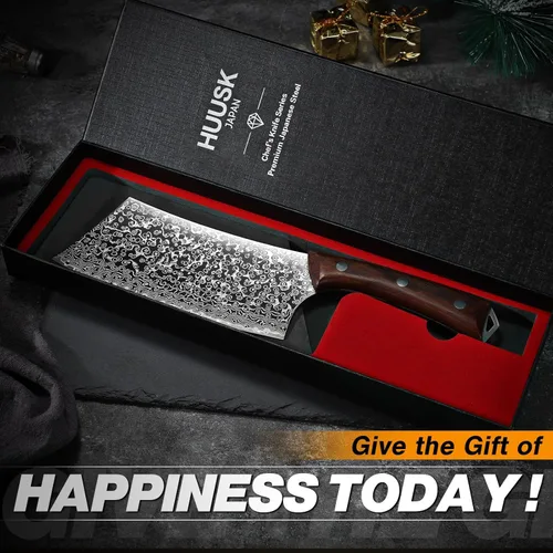 Miniatura 2 de Huusk Cuchillo de carnicero japonés de 6.4 pulgadas, cuchillo de carnicero forjado a mano para cortar carne, cuchillo de cortar verduras, acero