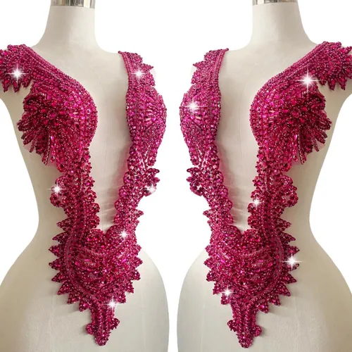 Miniatura 17 de Apliques hechos a mano de cristal sobre encaje, cuentas de diamantes de imitación para coser, parches de lentejuelas, accesorios de decoración