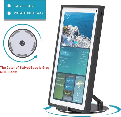 Miniatura 3 de Soporte inclinable y giratorio para Echo Show 15, hecho de aleación de aluminio, giratorio y plegable, soporte Echo Show 15 adecuado para Negro