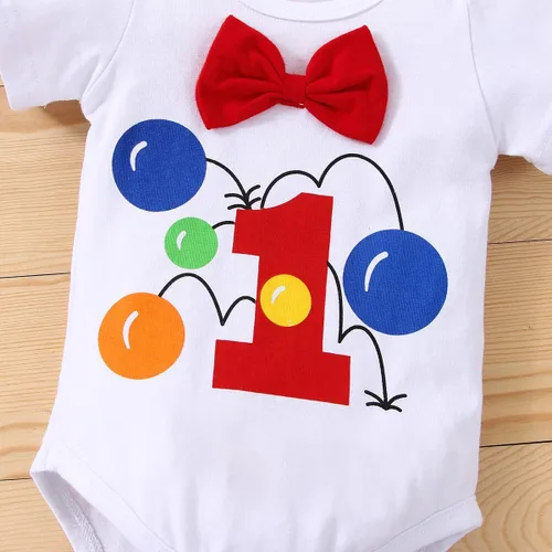 Miniatura 4 de IDOPIP Traje formal para bebé niño para el primer cumpleaños de Cake Smash con corbatín y tirantes y pantalones cortos para sesión de fotos