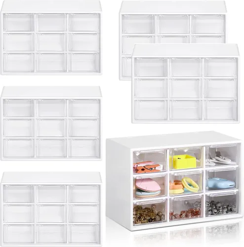 Miniatura 9 de Amyhill 6 Piezas Organizador Mini de Cajones Organizador Pequeño con 9 Cajones Caja de Almacenamiento de Manualidades de Plástico de Escritorio
