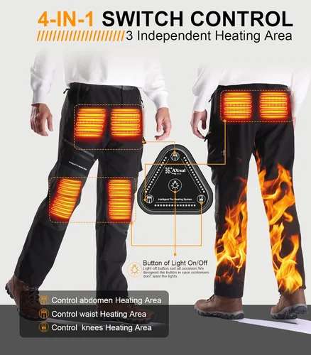 Miniatura 7 de Pantalones térmicos con batería de 20000 mAh, pantalones eléctricos para senderismo para nieve, pantalones de invierno Softshell para exteriores