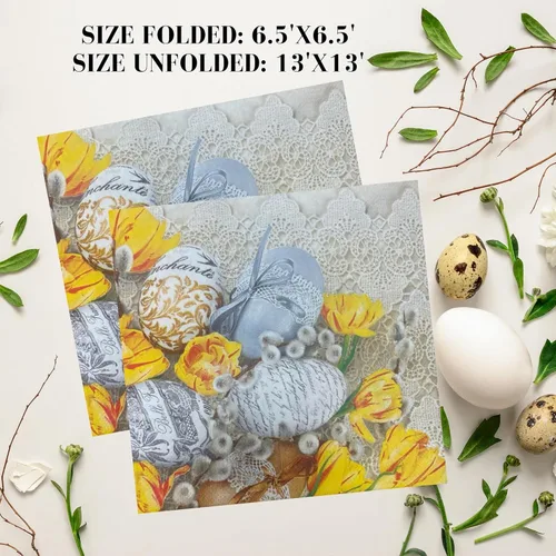 Miniatura 4 de Servilletas de papel de Pascua de 13 x 13 pulgadas, 20 unidades, servilletas de cóctel de cereza impresas de 3 capas para fiestas, servilletas