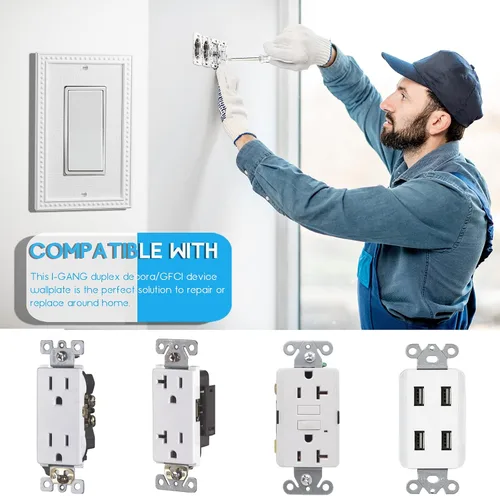 Miniatura 2 de Cubiertas para interruptores de luz, cubiertas de salida de tamaño mediano, cubiertas de placa de pared decorativas/GFCI, material de fibra de bambú