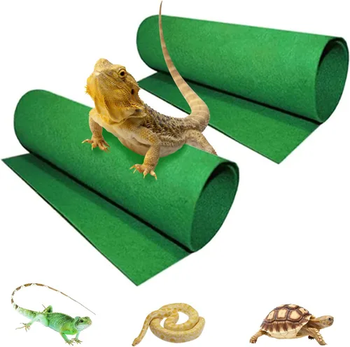 Tfwadmx Alfombra de reptil, paquete de 2 alfombrillas de dragón barbudo, terrario, sustrato, ropa de cama para serpiente, tortuga, lagarto, geckos,