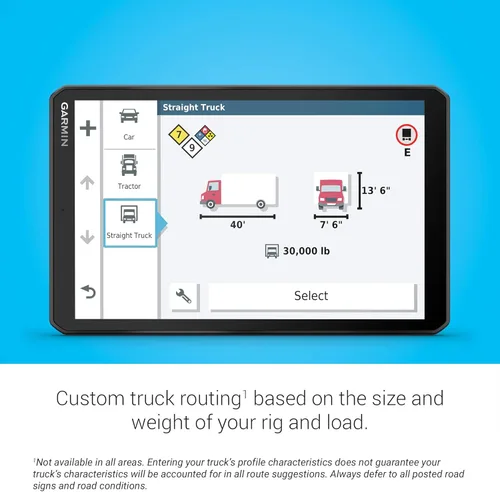 Miniatura 3 de Garmin dezl OTR800, navegador GPS para camiones de 8 pulgadas, pantalla táctil de fácil lectura, enrutamiento personalizado para camiones y guía