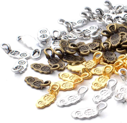 Miniatura 3 de 100 piezas de 4 colores de aleación estilo tibetano en forma de hoja de pegamento en colgante, colgante, colgante, colgante, colgante, colgante