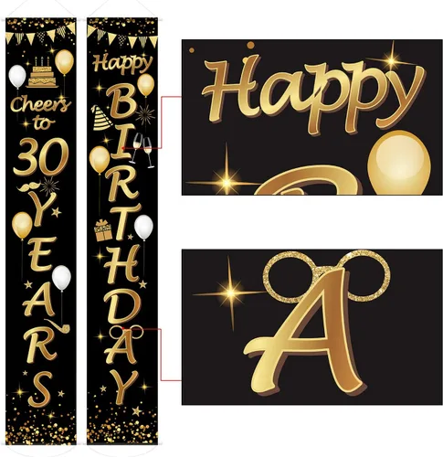 Miniatura 4 de Blulu 2 carteles decorativos de cumpleaños de 30 años para hombres y mujeres, suministros de decoración de fiesta de feliz cumpleaños de 30 años