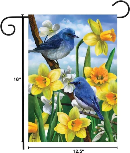Miniatura 5 de Bandera de jardín de primavera de pájaros azules y narcisos, floral, 12.5 x 18 pulgadas Briarwood Lane