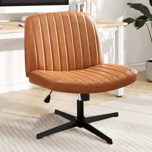 Miniatura 17 de DUMOS Silla de escritorio sin ruedas, silla cruzada ancha con patas cruzadas, silla de tocador de escritorio de oficina, sillas giratorias
