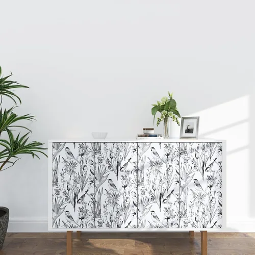Miniatura 3 de Laatse Papel tapiz de pájaros para despegar y pegar, moderno, 17.5 x 393 pulgadas, papel de contacto floral vintage, autoadhesivo, papel tapiz
