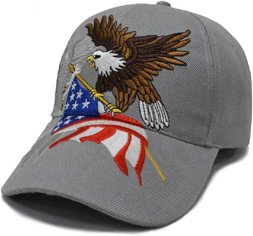 Miniatura 9 de FLYOUTH - Gorra de béisbol creativa con diseño de águila y bandera de Estados Unidos, gorra bordada con visera