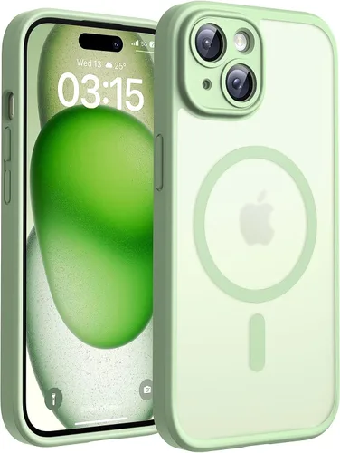 TOCOL Funda Magnética para iPhone 15, Protección Completa Mejorada de la Cámara, Compatible con Magsafe, Protección contra Caídas, Funda para Verde
