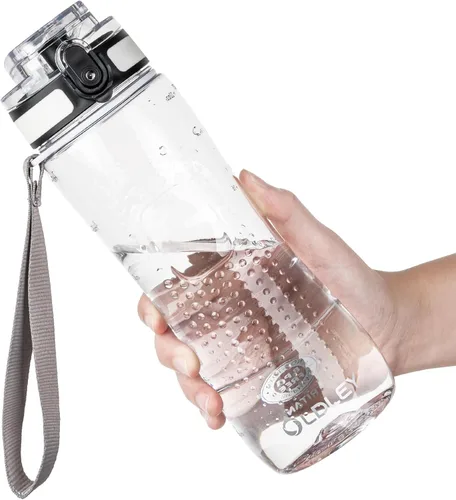 OLDLEY Botella de agua de 25 onzas, botella de agua motivacional con marcador de tiempo, botella de agua deportiva con correa, a prueba de fugas y