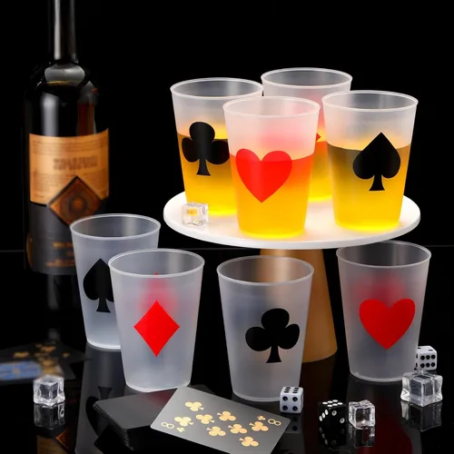 Miniatura 2 de Hoolerry 72 vasos de plástico para fiestas de casino de 9 onzas, decoración de fiesta temática de casino, póker Las Vegas, vaso de chupito, juego