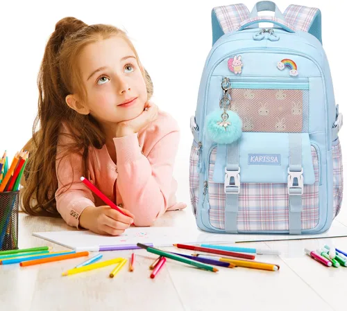 Miniatura 2 de AO ALI VICTORY Mochilas para laptop de 15.6 pulgadas, linda mochila escolar para niños, mochila universitaria, bolsas grandes para mujeres, Azul