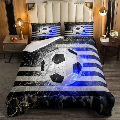 Miniatura 40 de Erosebridal Juego de edredón de bandera estadounidense tamaño individual para niños y adolescentes, juego de ropa de cama de camuflaje, edredón
