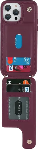 Miniatura 5 de Lipvina Funda para iPhone 13 Pro Max/iPhone 12 Pro Max con tarjetero para mujeres, correa cruzada con cordón, soporte para tarjeta de crédito