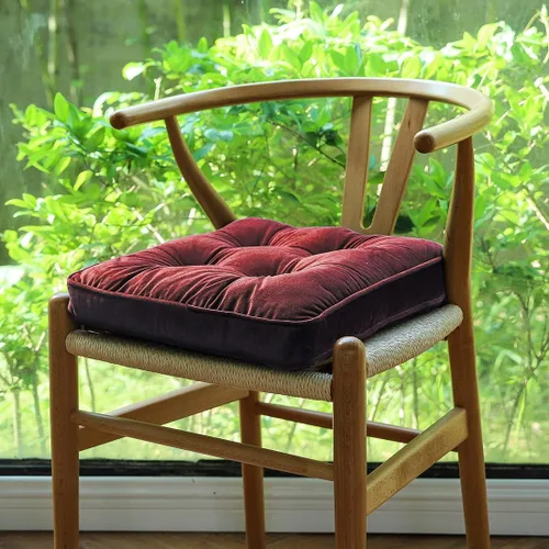 Miniatura 2 de vctops Cojines de silla navideños rojos de terciopelo suave con lazos, cómodo cojín sólido para sillas de comedor, sillas de oficina, pisos