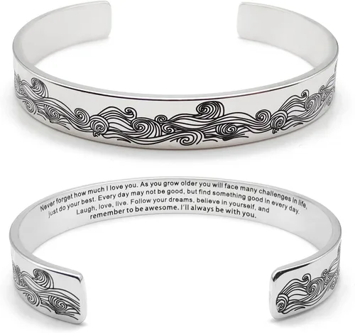 Miniatura 20 de Dczosily Pulseras inspiradoras para mujer, de acero inoxidable, pulseras motivacionales, regalos personalizados para mejores amigas