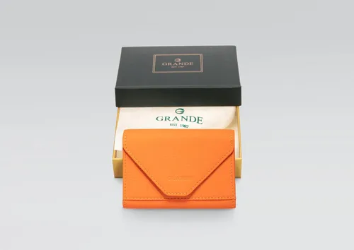Miniatura 6 de grande Estuches para tarjetas 3639, Naranja, Tarjetero de cuero con cierre magnético, cartera pequeña de acordeón para mujer