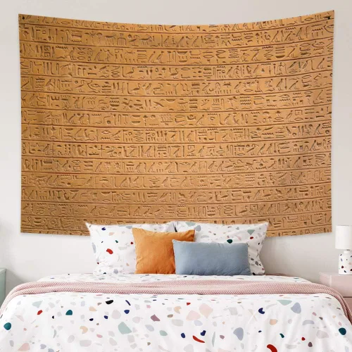 Miniatura 2 de Haoyiyi Tapiz egipcio de 70.9 x 63 pulgadas, para colgar en la pared, mitología del antiguo Egipto, tapiz psicodélico, faraones, tallas