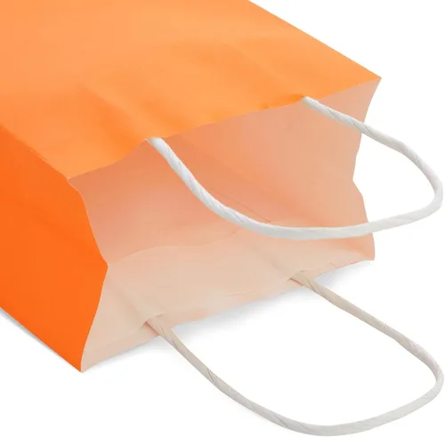 Miniatura 8 de BLUE PANDA Paquete de 25 bolsas de regalo naranjas con asas, pequeñas bolsas de papel para cumpleaños, bodas, minoristas (5.3 x 3.2 x 9 pulgadas)