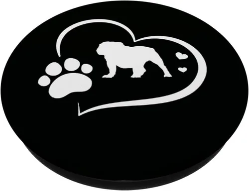 Miniatura 2 de Bulldog inglés con huella de pata y corazones en PopSockets negros PopGrip intercambiables