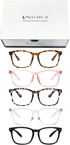 Miniatura 6 de Paquete de 5 lentes de lectura con bloqueo de luz azul, lectores de bisagra de resorte para mujeres y hombres, anteojos nerd con filtro anti rayos