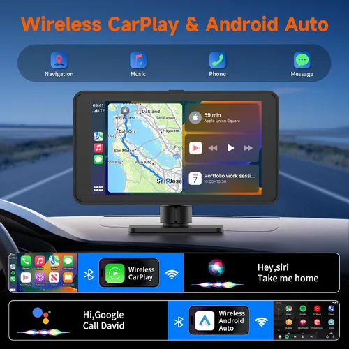 Miniatura 4 de Spedal Receptor inalámbrico CarPlay y Android Auto CL518, cámara de tablero Ultra HD de 2.5K, audio Bluetooth, comando de voz, carga rápida
