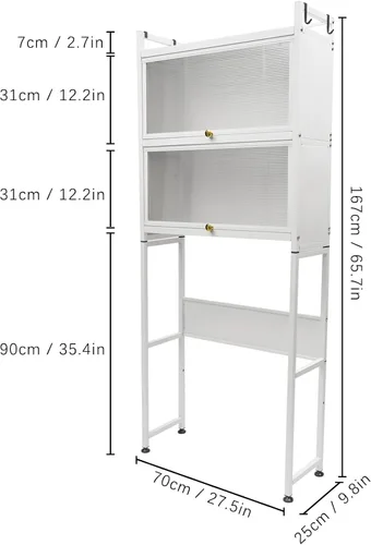 Miniatura 2 de Bathroom Organizer, Over The Toilet Storage, Adjustable Shelves for Small Room, Saver Space, Freestanding Above Toilet with Toilet Paper Holder and