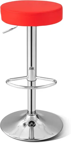 Miniatura 10 de WATERJOY Taburetes de barra redondos ajustables, taburete de bar giratorio de Seat de la PU con reposapiés