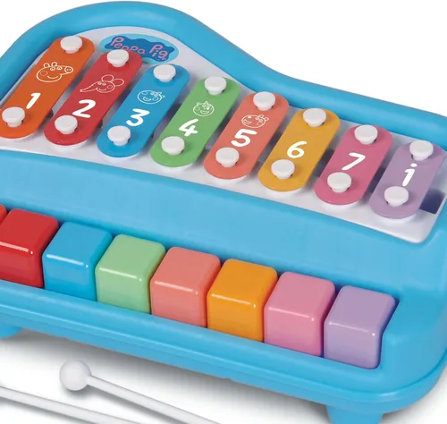 Miniatura 4 de Peppa Pig: Piano Play Along - Paino y xilófono 2 en 1, 8 notas y llaves, incluye: 4 tarjetas de canciones y 2 mazos, juguetes educativos de música