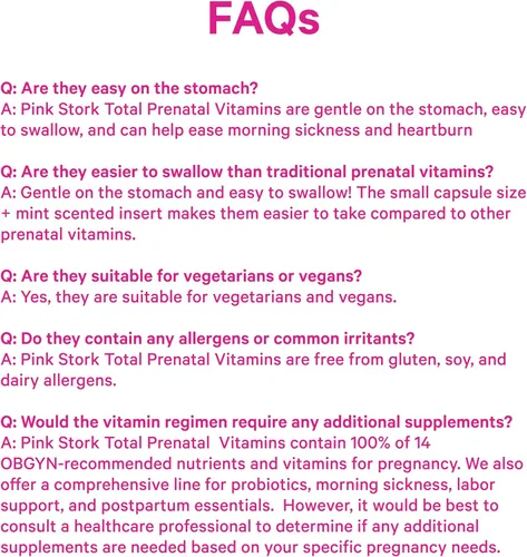 Miniatura 8 de Pink Stork Vitaminas prenatales totales para mujeres DHA vegano, metilfolato, hierro, colina, vitamina B12 Nutrición preconceptiva Sin eructos