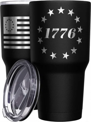 Miniatura 64 de We The People Holsters - Momma Bear - Vaso de café - Taza de viaje de café con bandera americana - Vaso grabado - Vaso termo doble - 30 onzas
