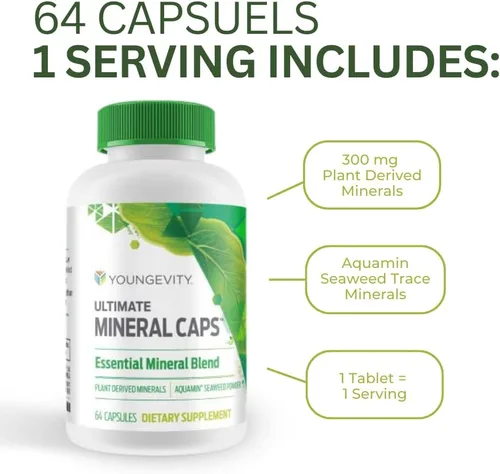 Miniatura 4 de Youngevity Ultimate Mineral Caps™ - Más de 70 minerales esenciales de espectro completo - Densos en nutrientes, derivados de algas marinas húmicas