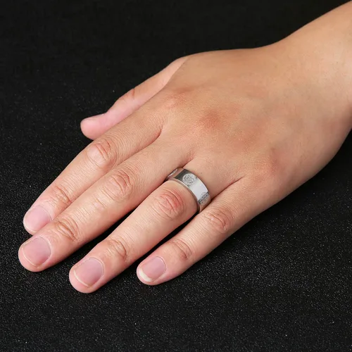 Miniatura 5 de HZMAN Anillo de 0.315 in de San Benito para hombre, acero inoxidable, retro, católico, romano, exorcismo, protección cruz, regalo de joyería