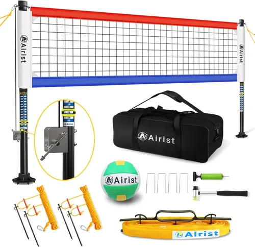 Miniatura 9 de Red de Voleibol de Servicio Pesado para Exteriores con Sistema de Acero Anti-Combado, Postes de Aluminio Ajustables, Juego de Redes Profesionales