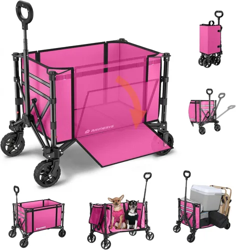 Miniatura 12 de Raynesys Carro plegable 3 en 1 que se convierte en banco, carrito plegable de 220 libras con ruedas, carrito de compras de 120 L para comestibles