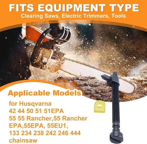 Miniatura 2 de Paquete de 2 tornillos tensores de cadena para motosierra Husqvarna 42 44 50 51 55 Rancher 234 238 242 246 133 444 motosierra 501537101, 501 54 63 01